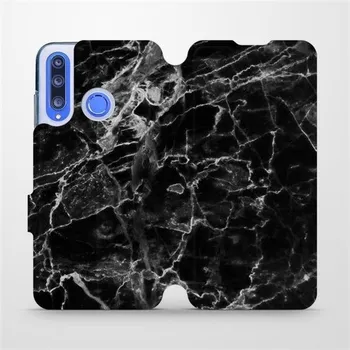 Pouzdro na mobilní telefon Flipové pouzdro Mobiwear - Honor 20 Lite - V056P Černý mramor (Knížkové flip pouzdro, obal, kryt na mobil Honor 20 Lite - V056P Černý mramor, materiál Umělá kůže + TPU - ochrana 360°, stojánek, silikonová vanička, magnetické zavírání)