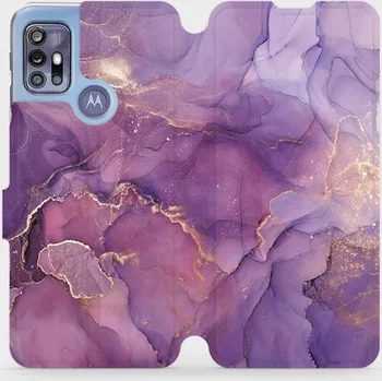 Pouzdro na mobilní telefon Flipové pouzdro Mobiwear - Motorola Moto G30 - VP20S Fialový mramor (Knížkové flip pouzdro, obal, kryt na mobil Motorola Moto G30 - VP20S Fialový mramor, materiál Umělá kůže + TPU - ochrana 360°, stojánek, silikonová vanička, magnetické zavírání)