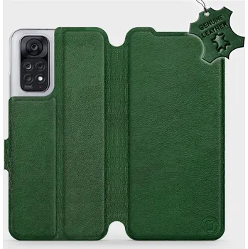 Pouzdro na mobilní telefon Kožené flip pouzdro Mobiwear - Xiaomi Redmi Note 11 / 11S - Zelené (Kožené knížkové pouzdro, obal, kryt na mobil Xiaomi Redmi Note 11 / 11S, Zelené, materiál Genuine Leather, ochrana 360°, stojánek, silikonová vanička, magnetické zavírání)