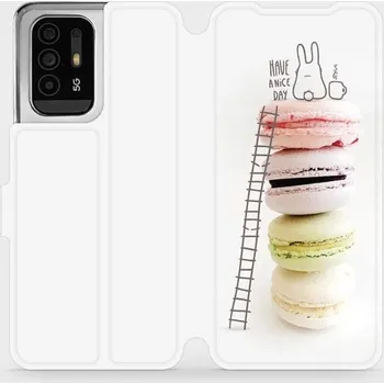 Pouzdro na mobilní telefon Flipové pouzdro Mobiwear - OPPO Reno5 Z 5G - M090P Makronky - have a nice day (Knížkové flip pouzdro, obal, kryt na mobil OPPO Reno5 Z 5G - M090P Makronky - have a nice day, materiál Umělá kůže + TPU - ochrana 360°, stojánek, silikonová vanička, magnetick