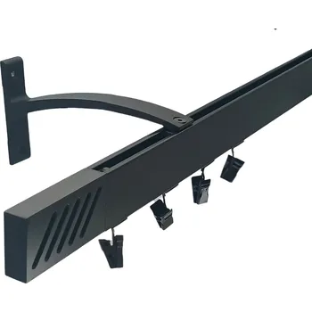 Garnýž Kovovégarnýže.cz Garnýže Square line elegance santi černá matná Varianta jednořadá nebo dvouřadá: Dvouřadá, Délka: 201-250cm, Uchycení látky: jezdec+šnekový háček