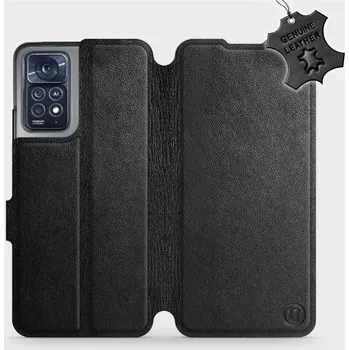 Pouzdro na mobilní telefon Kožené flip pouzdro Mobiwear - Xiaomi Redmi Note 11 Pro 5G - Černé (Kožené knížkové pouzdro, obal, kryt na mobil Xiaomi Redmi Note 11 Pro 5G, Černé, materiál Genuine Leather, ochrana 360°, stojánek, silikonová vanička, magnetické zavírání)