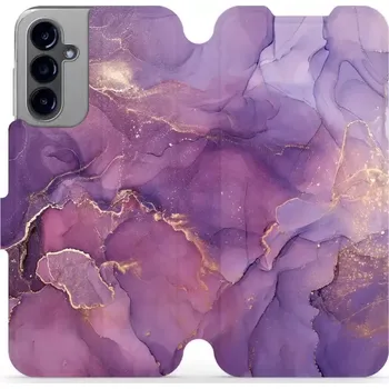 Pouzdro na mobilní telefon Flipové pouzdro Mobiwear - Samsung Galaxy A14 LTE / 5G - VP20S Fialový mramor (Knížkové flip pouzdro, obal, kryt na mobil Samsung Galaxy A14 LTE / 5G - VP20S Fialový mramor, materiál Umělá kůže + TPU - ochrana 360°, stojánek, silikonová vanička, magnetick