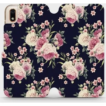 Pouzdro na mobilní telefon Flipové pouzdro Mobiwear - Huawei Y5 2019 / Honor 8S - V068P Růžičky (Knížkové flip pouzdro, obal, kryt na mobil Huawei Y5 2019 / Honor 8S - V068P Růžičky, materiál Umělá kůže + TPU - ochrana 360°, stojánek, silikonová vanička, magnetické zavírání)