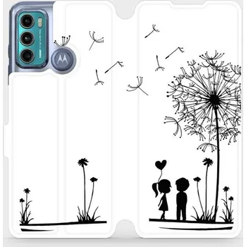 Pouzdro na mobilní telefon Flipové pouzdro Mobiwear - Motorola Moto G60 - MH16P Dvojice s pampeliškou (Knížkové flip pouzdro, obal, kryt na mobil Motorola Moto G60 - MH16P Dvojice s pampeliškou, materiál Umělá kůže + TPU - ochrana 360°, stojánek, silikonová vanička, magnetické)