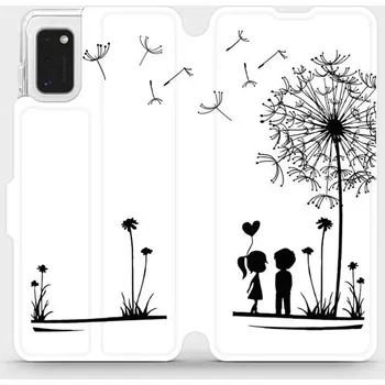 Pouzdro na mobilní telefon Flipové pouzdro Mobiwear - Samsung Galaxy A41 - MH16P Dvojice s pampeliškou (Knížkové flip pouzdro, obal, kryt na mobil Samsung Galaxy A41 - MH16P Dvojice s pampeliškou, materiál Umělá kůže + TPU - ochrana 360°, stojánek, silikonová vanička, magnetické)