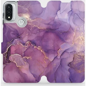 Pouzdro na mobilní telefon Flipové pouzdro Mobiwear - Motorola Moto E20 - VP20S Fialový mramor (Knížkové flip pouzdro, obal, kryt na mobil Motorola Moto E20 - VP20S Fialový mramor, materiál Umělá kůže + TPU - ochrana 360°, stojánek, silikonová vanička, magnetické zavírání)