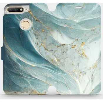 Pouzdro na mobilní telefon Flipové pouzdro Mobiwear - Huawei Y6 Prime 2018 - VP34S Zelenkavý a zlatavý mramor (Knížkové flip pouzdro, obal, kryt na mobil Huawei Y6 Prime 2018 - VP34S Zelenkavý a zlatavý mramor, materiál Umělá kůže + TPU - ochrana 360°, stojánek, silikonová vanička,