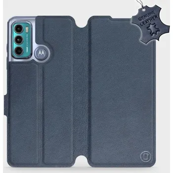Pouzdro na mobilní telefon Kožené flip pouzdro Mobiwear - Motorola Moto G60 - Modré (Kožené knížkové pouzdro, obal, kryt na mobil Motorola Moto G60, Modré, materiál Genuine Leather, ochrana 360°, stojánek, silikonová vanička, magnetické zavírání)