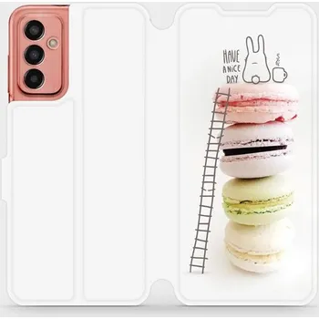 Pouzdro na mobilní telefon Flipové pouzdro Mobiwear - Samsung Galaxy M13 - M090P Makronky (Knížkové flip pouzdro, obal, kryt na mobil Samsung Galaxy M13 - M090P Makronky, materiál Umělá kůže + TPU - ochrana 360°, stojánek, silikonová vanička, magnetické zavírání)