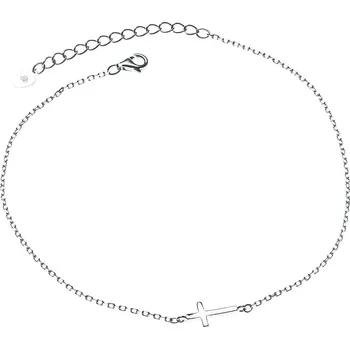 Náramek Stříbrný náramek na nohu s křížkem