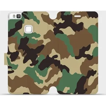 Pouzdro na mobilní telefon Flipové pouzdro Mobiwear - Huawei P9 Lite - V111P Maskáče (Knížkové flip pouzdro, obal, kryt na mobil Huawei P9 Lite - V111P Maskáče, materiál Umělá kůže + TPU - ochrana 360°, stojánek, silikonová vanička, magnetické zavírání)