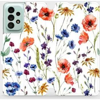 Pouzdro na mobilní telefon Flipové pouzdro Mobiwear - Samsung Galaxy A33 5G - MP04S Luční kvítí (Knížkové flip pouzdro, obal, kryt na mobil Samsung Galaxy A33 5G - MP04S Luční kvítí, materiál Umělá kůže + TPU - ochrana 360°, stojánek, silikonová vanička, magnetické zavírání)