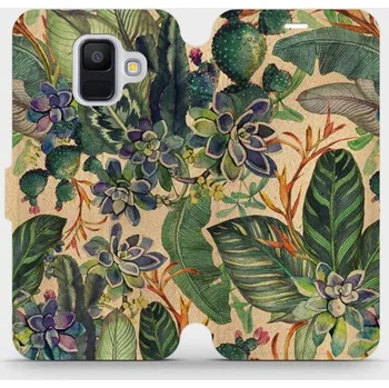 Pouzdro na mobilní telefon Flipové pouzdro Mobiwear - Samsung Galaxy A6 2018 - VP05S Sukulenty (Knížkové flip pouzdro, obal, kryt na mobil Samsung Galaxy A6 2018 - VP05S Sukulenty, materiál Umělá kůže + TPU - ochrana 360°, stojánek, silikonová vanička, magnetické zavírání)