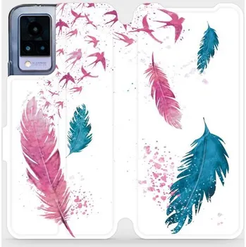 Pouzdro na mobilní telefon Flipové pouzdro Mobiwear - Vivo V21 5G - MR08S Pírka (Knížkové flip pouzdro, obal, kryt na mobil Vivo V21 5G - MR08S Pírka, materiál Umělá kůže + TPU - ochrana 360°, stojánek, silikonová vanička, magnetické zavírání)