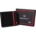 Rovicky Černá kožená peněženka s červeným pruhem L190 [DH] N01-RVTP-3012 Bla Velikost: ONE SIZE