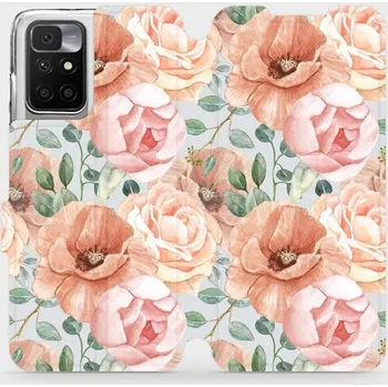 Pouzdro na mobilní telefon Flipové pouzdro Mobiwear - Xiaomi Redmi 10 - MP02S Pastelové květy (Knížkové flip pouzdro, obal, kryt na mobil Xiaomi Redmi 10 - MP02S Pastelové květy, materiál Umělá kůže + TPU - ochrana 360°, stojánek, silikonová vanička, magnetické zavírání)