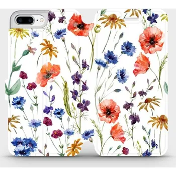 Pouzdro na mobilní telefon Flipové pouzdro Mobiwear - Apple iPhone 8 Plus - MP04S Luční kvítí (Knížkové flip pouzdro, obal, kryt na mobil Apple iPhone 8 Plus - MP04S Luční kvítí, materiál Umělá kůže + TPU - ochrana 360°, stojánek, silikonová vanička, magnetické zavírání)