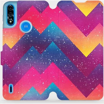 Pouzdro na mobilní telefon Flipové pouzdro Mobiwear - Motorola Moto E7 Power - V110S Barevné klikyháky (Knížkové flip pouzdro, obal, kryt na mobil Motorola Moto E7 Power - V110S Barevné klikyháky, materiál Umělá kůže + TPU - ochrana 360°, stojánek, silikonová vanička, magnetické)