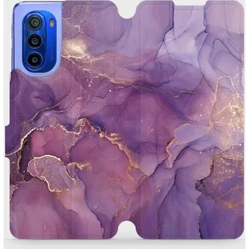 Pouzdro na mobilní telefon Flipové pouzdro Mobiwear - Motorola Moto G51 5G - VP20S Fialový mramor (Knížkové flip pouzdro, obal, kryt na mobil Motorola Moto G51 5G - VP20S Fialový mramor, materiál Umělá kůže + TPU - ochrana 360°, stojánek, silikonová vanička, magnetické zavírání)