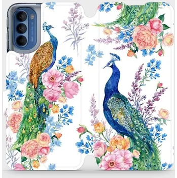 Pouzdro na mobilní telefon Flipové pouzdro Mobiwear - Motorola Moto G41 - MX08S Pávi (Knížkové flip pouzdro, obal, kryt na mobil Motorola Moto G41 - MX08S Pávi, materiál Umělá kůže + TPU - ochrana 360°, stojánek, silikonová vanička, magnetické zavírání)