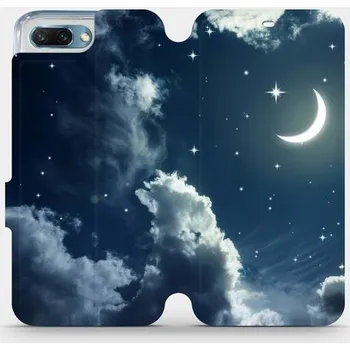 Pouzdro na mobilní telefon Flipové pouzdro Mobiwear - Honor 10 - V145P Noční obloha s měsícem (Knížkové flip pouzdro, obal, kryt na mobil Honor 10 - V145P Noční obloha s měsícem, materiál Umělá kůže + TPU - ochrana 360°, stojánek, silikonová vanička, magnetické zavírání)