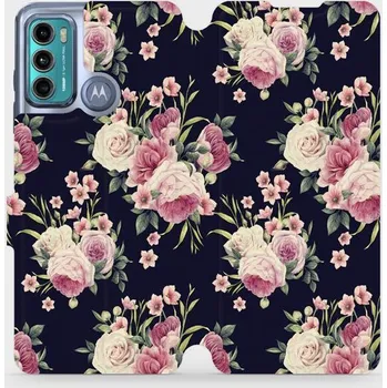 Pouzdro na mobilní telefon Flipové pouzdro Mobiwear - Motorola Moto G60 - V068P Růžičky (Knížkové flip pouzdro, obal, kryt na mobil Motorola Moto G60 - V068P Růžičky, materiál Umělá kůže + TPU - ochrana 360°, stojánek, silikonová vanička, magnetické zavírání)