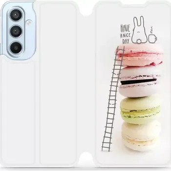 Pouzdro na mobilní telefon Flipové pouzdro Mobiwear - Samsung Galaxy A54 5G - M090P Makronky (Knížkové flip pouzdro, obal, kryt na mobil Samsung Galaxy A54 5G - M090P Makronky, materiál Umělá kůže + TPU - ochrana 360°, stojánek, silikonová vanička, magnetické zavírání)