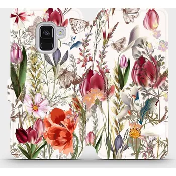 Pouzdro na mobilní telefon Flipové pouzdro Mobiwear - Samsung Galaxy A8 2018 - MP01S Rozkvetlá louka (Knížkové flip pouzdro, obal, kryt na mobil Samsung Galaxy A8 2018 - MP01S Rozkvetlá louka, materiál Umělá kůže + TPU - ochrana 360°, stojánek, silikonová vanička, magnetické zavírá