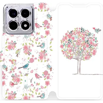 Pouzdro na mobilní telefon Flipové pouzdro Mobiwear - Xiaomi 14T - M120S Strom a ptáčci (Knížkové flip pouzdro, obal, kryt na mobil Xiaomi 14T - M120S Strom a ptáčci, materiál Umělá kůže + TPU - ochrana 360°, stojánek, silikonová vanička, magnetické zavírání)