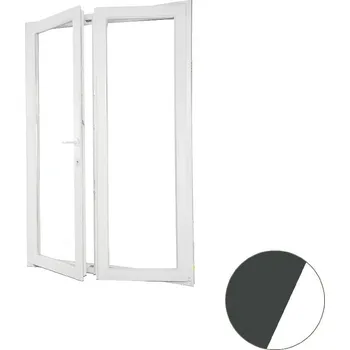 Okno ALUPLAST Plastové dvoukřídlé balkonové dveře s oboustrannou klikou antracit/bílé 150x200 Otvírání: Levé