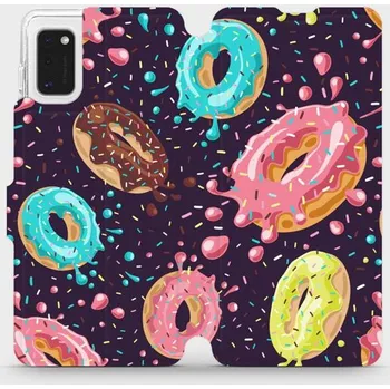 Pouzdro na mobilní telefon Flipové pouzdro Mobiwear - Samsung Galaxy A41 - VP19S Donutky (Knížkové flip pouzdro, obal, kryt na mobil Samsung Galaxy A41 - VP19S Donutky, materiál Umělá kůže + TPU - ochrana 360°, stojánek, silikonová vanička, magnetické zavírání)