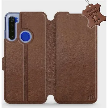 Pouzdro na mobilní telefon Kožené flip pouzdro Mobiwear - Xiaomi Redmi Note 8T - Hnědé (Kožené knížkové pouzdro, obal, kryt na mobil Xiaomi Redmi Note 8T, Hnědé, materiál Genuine Leather, ochrana 360°, stojánek, silikonová vanička, magnetické zavírání)