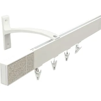 Garnýž Kovovégarnýže.cz Garnýže Square line elegance royal diamond bílá lesklá Varianta jednořadá nebo dvouřadá: Dvouřadá, Délka: 101-150cm, Uchycení látky: jezdec s háčkem