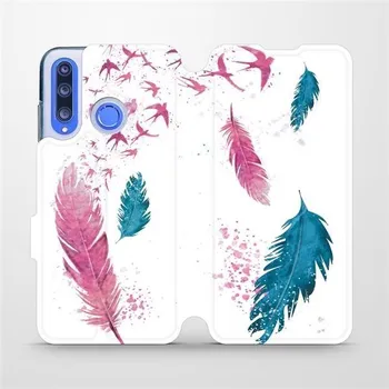 Pouzdro na mobilní telefon Flipové pouzdro Mobiwear - Honor 20 Lite - MR08S Pírka (Knížkové flip pouzdro, obal, kryt na mobil Honor 20 Lite - MR08S Pírka, materiál Umělá kůže + TPU - ochrana 360°, stojánek, silikonová vanička, magnetické zavírání)