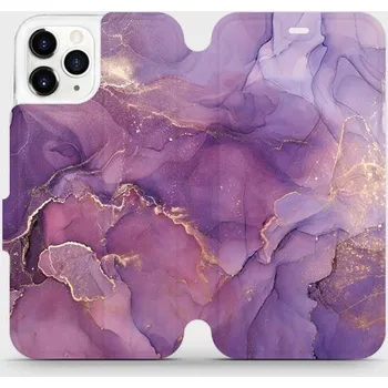 Pouzdro na mobilní telefon Flipové pouzdro Mobiwear - Apple iPhone 11 Pro - VP20S Fialový mramor (Knížkové flip pouzdro, obal, kryt na mobil Apple iPhone 11 Pro - VP20S Fialový mramor, materiál Umělá kůže + TPU - ochrana 360°, stojánek, silikonová vanička, magnetické zavírání)