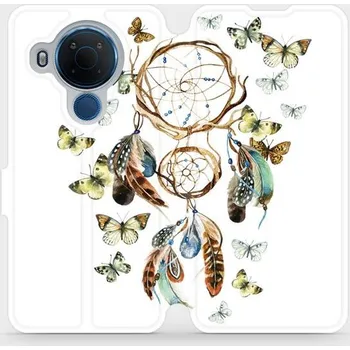 Pouzdro na mobilní telefon Flipové pouzdro Mobiwear - Nokia 5.4 - M001P Lapač a motýlci (Knížkové flip pouzdro, obal, kryt na mobil Nokia 5.4 - M001P Lapač a motýlci, materiál Umělá kůže + TPU - ochrana 360°, stojánek, silikonová vanička, magnetické zavírání)