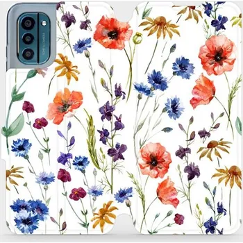 Pouzdro na mobilní telefon Flipové pouzdro Mobiwear - Nokia G21 / Nokia G11 - MP04S Luční kvítí (Knížkové flip pouzdro, obal, kryt na mobil Nokia G21 / Nokia G11 - MP04S Luční kvítí, materiál Umělá kůže + TPU - ochrana 360°, stojánek, silikonová vanička, magnetické zavírání)