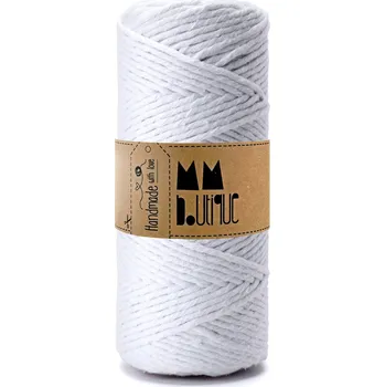 Příze MMboutique bavlněná šňůra na macramé Single twist 3mm 100m White