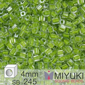 Dětské navlékací korálky Korálky Miyuki SQUARE Beads 4mm. Barva Lime Lined Crystal SB245. Balení 5g.