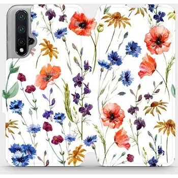 Pouzdro na mobilní telefon Flipové pouzdro Mobiwear - Honor 20 - MP04S Luční kvítí (Knížkové flip pouzdro, obal, kryt na mobil Honor 20 - MP04S Luční kvítí, materiál Umělá kůže + TPU - ochrana 360°, stojánek, silikonová vanička, magnetické zavírání)