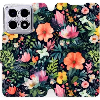 Flipové pouzdro Mobiwear - Xiaomi 14T - VP48S Pestré kvítky (Knížkové flip pouzdro, obal, kryt na mobil Xiaomi 14T - VP48S Pestré kvítky, materiál Umělá kůže + TPU - ochrana 360°, stojánek, silikonová vanička, magnetické zavírání)