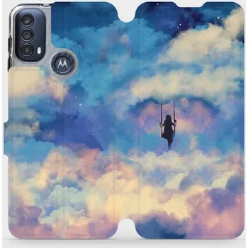 Pouzdro na mobilní telefon Flipové pouzdro Mobiwear - Motorola Moto E40 - MR09S Dívka na houpačce v oblacích (Knížkové flip pouzdro, obal, kryt na mobil Motorola Moto E40 - MR09S Dívka na houpačce v oblacích, materiál Umělá kůže + TPU - ochrana 360°, stojánek, silikonová vanička,)