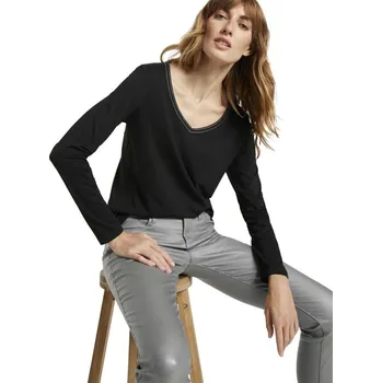 Dámské tričko TOM TAILOR® DÁMSKÉ TRIKO DLOUHÝ RUKÁV -ČERNÉ L