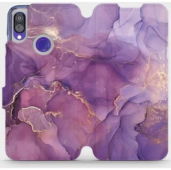 Pouzdro na mobilní telefon Flipové pouzdro Mobiwear - Xiaomi Redmi Note 7 - VP20S Fialový mramor (Knížkové flip pouzdro, obal, kryt na mobil Xiaomi Redmi Note 7 - VP20S Fialový mramor, materiál Umělá kůže + TPU - ochrana 360°, stojánek, silikonová vanička, magnetické zavírání)