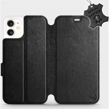 Pouzdro na mobilní telefon Kožené flip pouzdro Mobiwear - Apple iPhone 11 - Černé (Kožené knížkové pouzdro, obal, kryt na mobil Apple iPhone 11, Černé, materiál Genuine Leather, ochrana 360°, stojánek, silikonová vanička, magnetické zavírání)