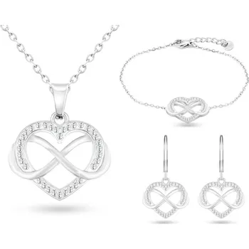Souprava šperků Ellami VERONA 004 Set řetízek, náušnice a náramek, srdíčko se symbolem nekonečna, se zirkony Ellami