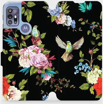 Pouzdro na mobilní telefon Flipové pouzdro Mobiwear - Motorola Moto G30 - VD09S Ptáčci a květy (Knížkové flip pouzdro, obal, kryt na mobil Motorola Moto G30 - VD09S Ptáčci a květy, materiál Umělá kůže + TPU - ochrana 360°, stojánek, silikonová vanička, magnetické zavírání)