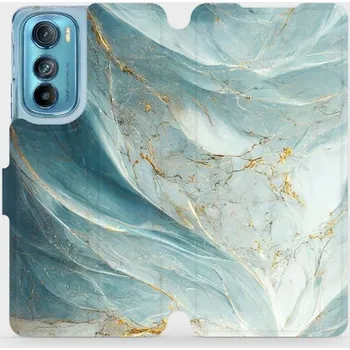 Pouzdro na mobilní telefon Flipové pouzdro Mobiwear - Motorola Edge 30 5G - VP34S Zelenkavý a zlatavý mramor (Knížkové flip pouzdro, obal, kryt na mobil Motorola Edge 30 5G - VP34S Zelenkavý a zlatavý mramor, materiál Umělá kůže + TPU - ochrana 360°, stojánek, silikonová vanička,)