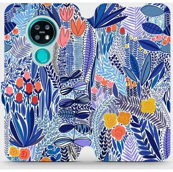 Pouzdro na mobilní telefon Flipové pouzdro Mobiwear - Nokia 7.2 - MP03P Modrá květena (Knížkové flip pouzdro, obal, kryt na mobil Nokia 7.2 - MP03P Modrá květena, materiál Umělá kůže + TPU - ochrana 360°, stojánek, silikonová vanička, magnetické zavírání)